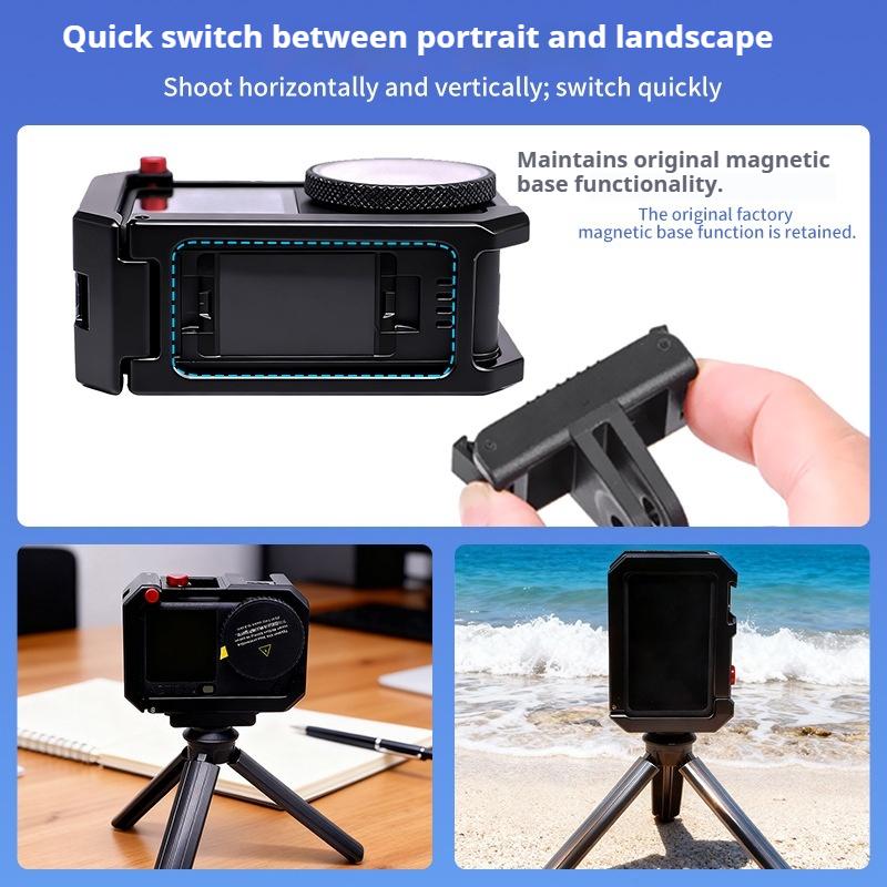 GRT Action6 Grip for DJI Action6 Sports Camera Rabbit Cage Metal Protective Frame Expansion Magnetic Street Camera Handle Kit