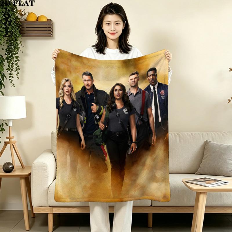 1PC Chicago Fire Patterned Flannel Blanket Suitable For All Seasons For Home Decor Warmth And Comfort Gifts Holiday Present