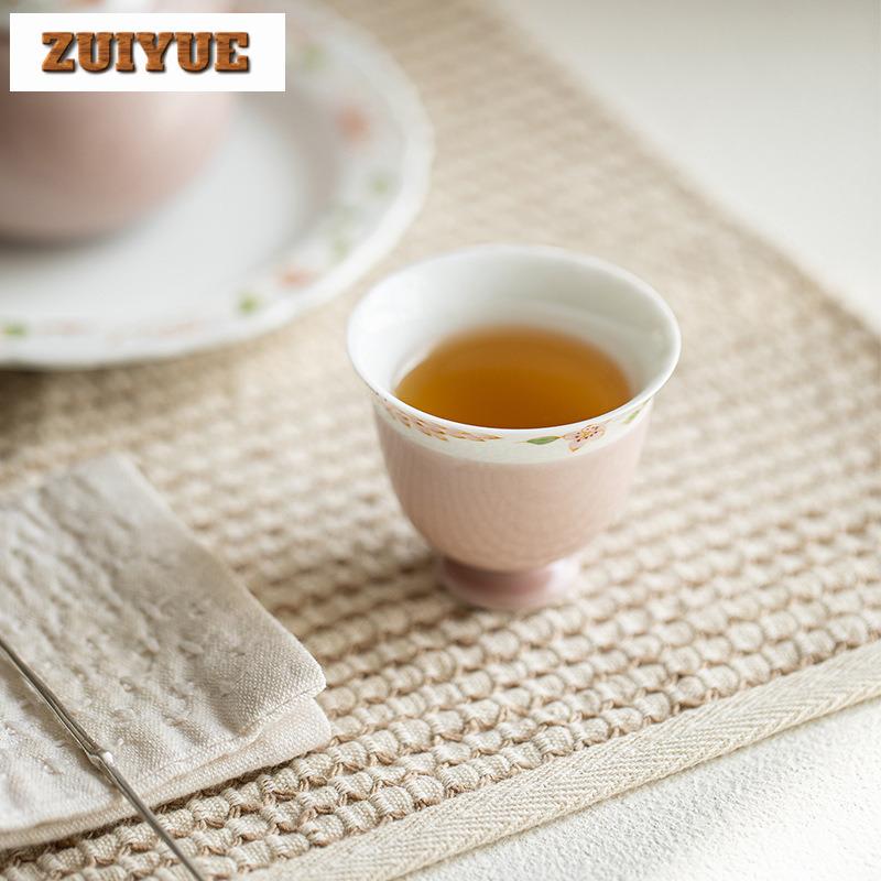 60ml Hand-painted Lace Jade Mud Teacup Elegant Tea Bowl Single Cups Tea-tasting Personal Cup Jianzhan Master Cups Drinkware Gift