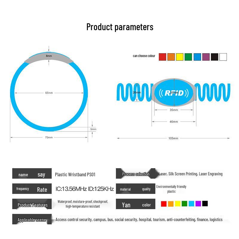 RFID Plastic Sauna & Swimming ID Wristband Bracelet