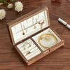 Magnetic Attraction Rings Packing Bag Bracelets Earrings Storage Case Wooden Jewelry Box Travel