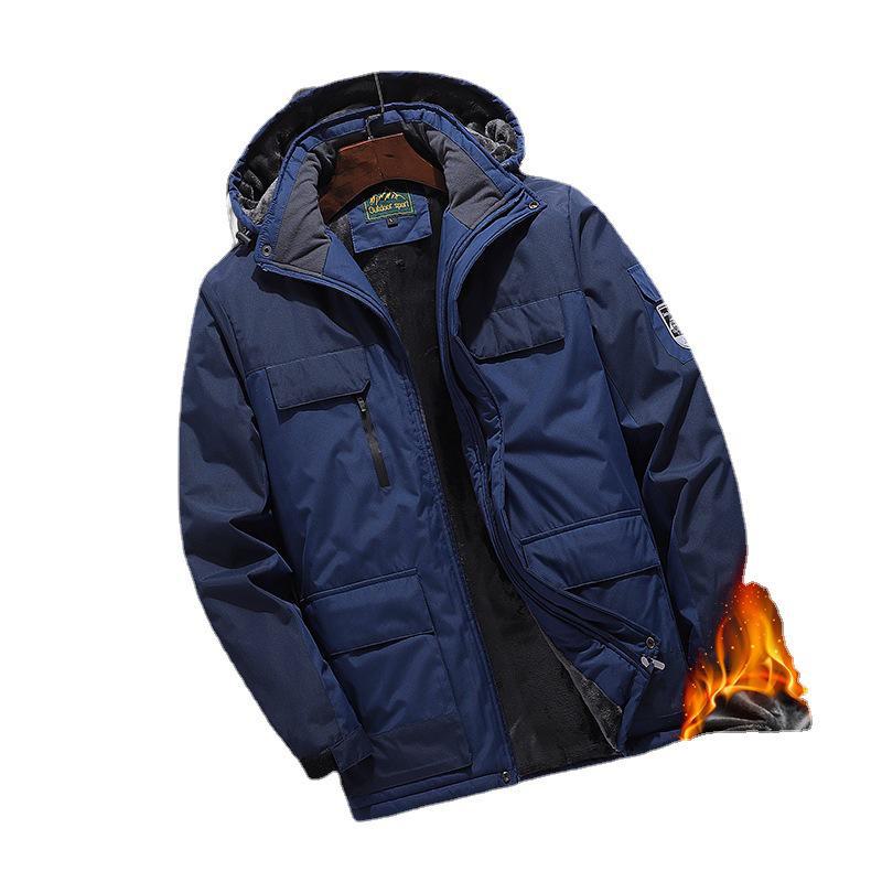 Мужская ветрозащитная водонепроницаемая хлопковая куртка: Осень/Зима Плюс Утолщенный Бархатный Стиль Для Пары На Открытом Воздухе