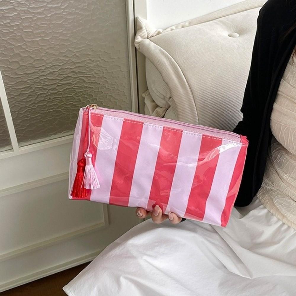 Waterproof PVC Toiletry Bag Large Capacity Beach Storage Bag Striped Cosmetic Bag Friends