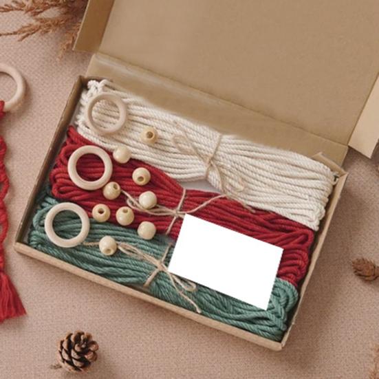 Yousheng Cotton Rope Christmas Hanging Ornament Bohemia Hand Woven Wall Hanging Decoration with Wood Beads for Christmas Home Door