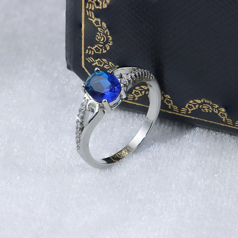 Hot Blue Zircon Ring Shiny AAA Attend Wedding Event Party Anniversary Gift High Quality Boutique Jewelry Ring for Women's