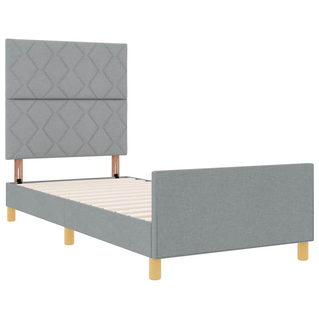 Bed Frame with Headboard Light Gray 90 x 200 cm Fabric