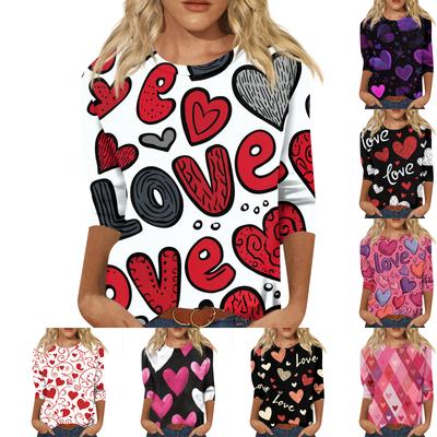 Женская модная повседневная футболка с круглым вырезом и рукавом три четверти с карнавальным принтом