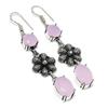 Natural Pink Chalcedony Gemstone 925 Sterling Silver Jewelry Earring 2.68" O9N55