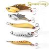 Spoons Fishing Lures 5Pcs Metal Hard Fishing Lures Treble Hooks Salmon Bass Metal Fishing Lure Baits