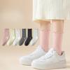 Female Spring and Autumn Style Wooden Ear Edge Polka Dots Cotton Sweet Long Tube Pile Socks