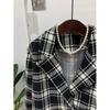 C S In The Room Women CheCk Double Button Short jaCket Color C