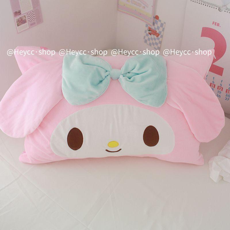 Kawaii Sanrio 42x68cm My Melody Bow 3D Ears Pillowcase Super Soft for Dorm Room Girls Ins Cute Cartoon Anime Holiday Gifts