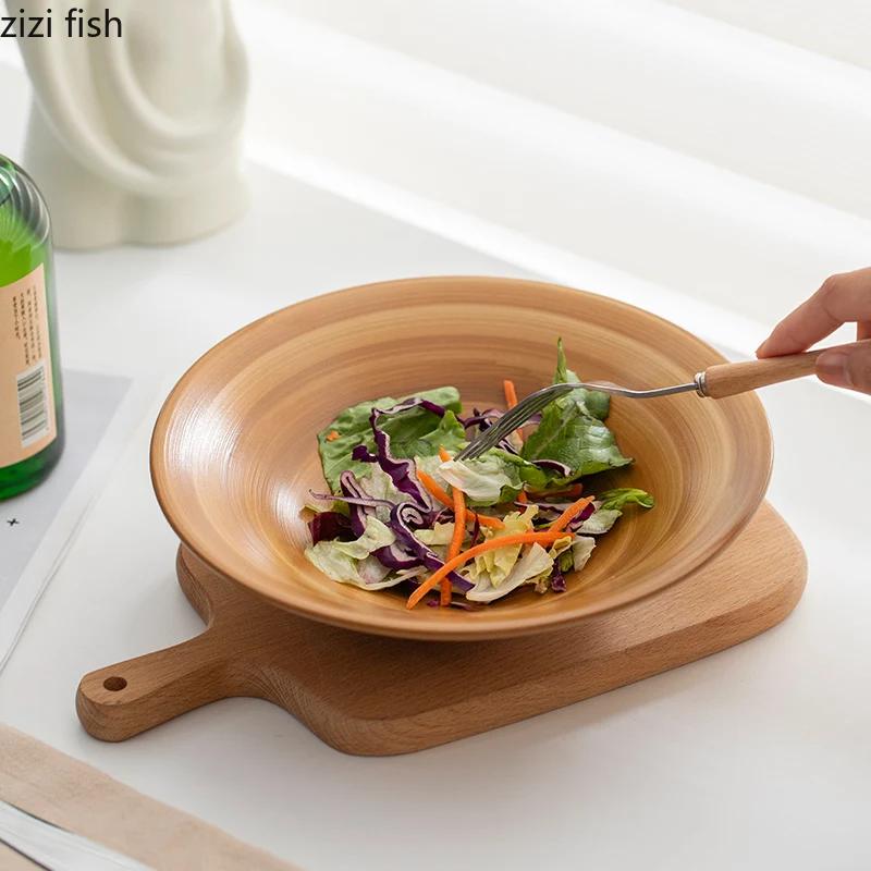 Ceramic Deep Disc Fruit Plate Salad Bowl Dessert Bowl Soup Bowls Noodle Bowls Dining Plate Sashimi Plate Snack Tray Cold Dishes