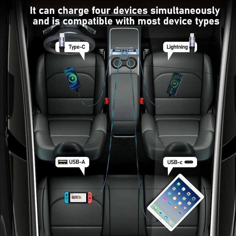 Зарядное устройство для телефона, станция быстрой зарядки для Tesla Model Y Juniper 2026, Model 3 Highland, выдвижная центральная консоль, USB-хаб