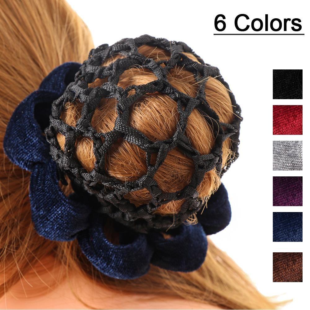 Fashion Lace Velet Edge Dance Skating Ballet Crochet Snood Hair Nets Bun Cover Updo Styling Tool