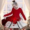 Spring Girl Casual 3D Crystal Heart Print Round Neck Long Sleeve Dress Kid Princess Dress for Christmas