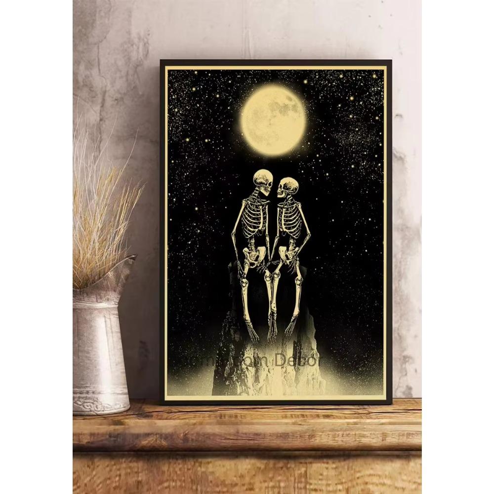 Simple Skull Posters Vintage Kraft Paper Prints Nostalgia Wall Sticker Home ation Bedroom Painting Fashion Bedroom Paint