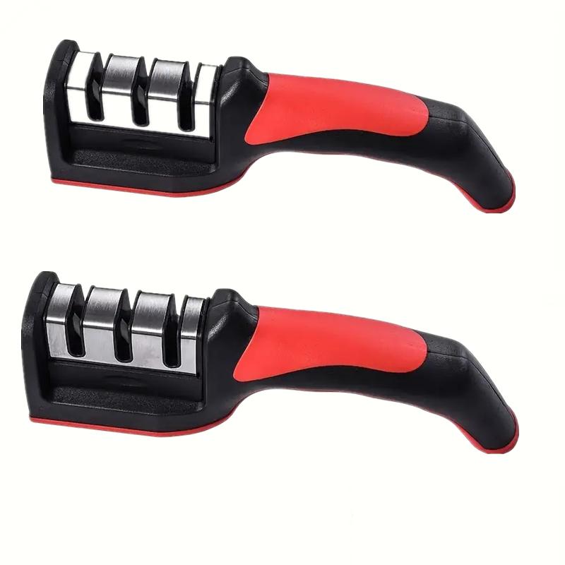 Kitchen 3 Segment Knife Sharpener Household Multi-Functional Hand-Held 3 Purpose Black Sharpening Stone Kitchen Knives Gadget