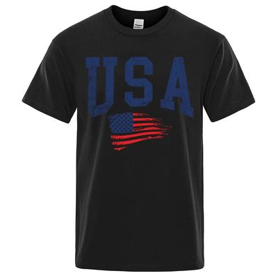 США Буква Флаг Хип-хоп Принт Мужские Женские Футболки Круглый вырез S-XXXL Одежда Свободная Футболка Уличная Повседневная Футболка 80529