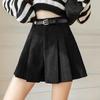 Women's High Waist A-line Khaki Corduroy Pleated Skirt Shorts - Autumn/Winter European Style Casual Wear