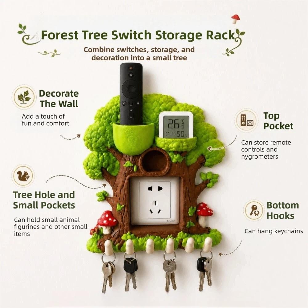 3D Printed Forest Tree Hole Switch Storage Rack Creative Remote control storage  Living Room Decor