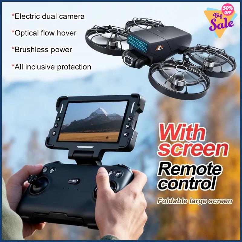 For Genuin M8 Foldable RC with Screen Drone Brushless Motor Obstacle Avoidance 8K Profesional HD Dual Camera WIFI Quadcopter Toy