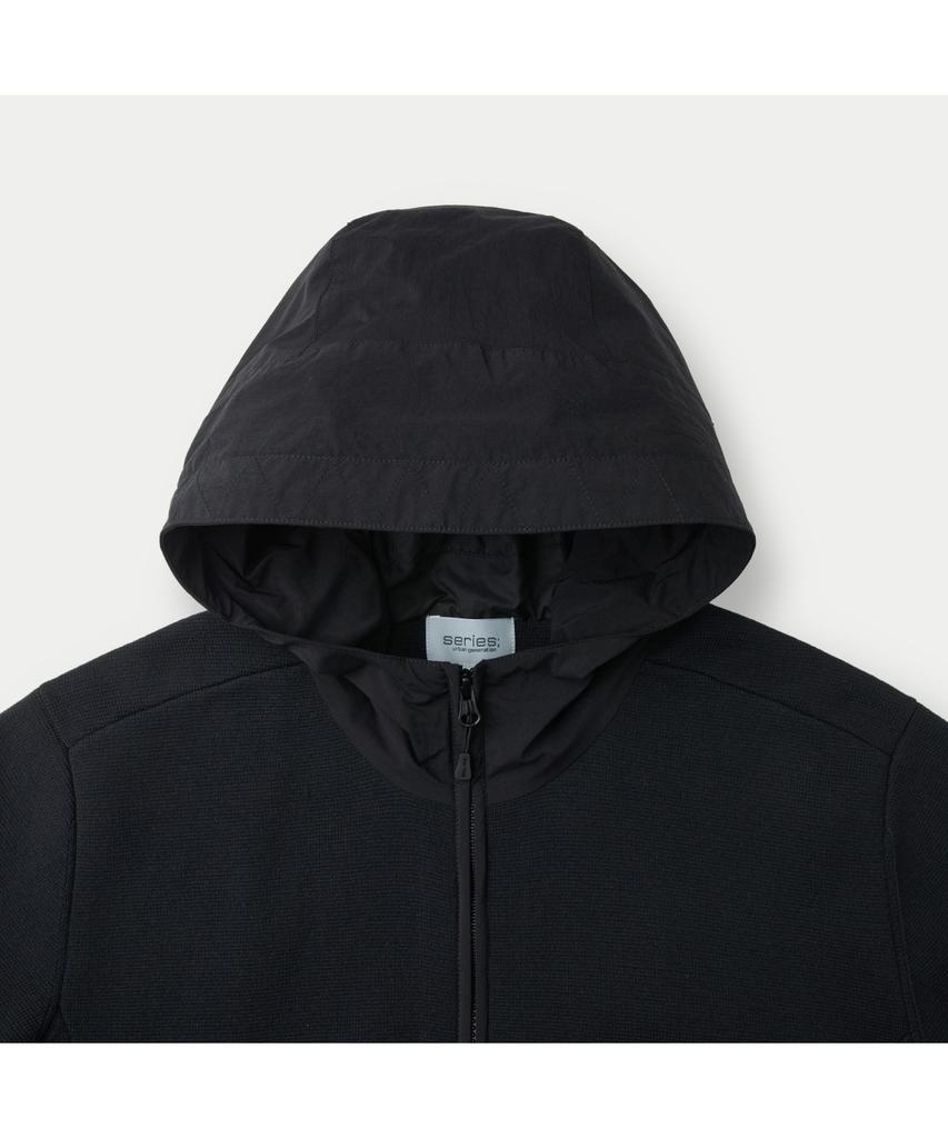 Series Hybrid Zip-Up Hooded Cardigan Sawas26001Bkx