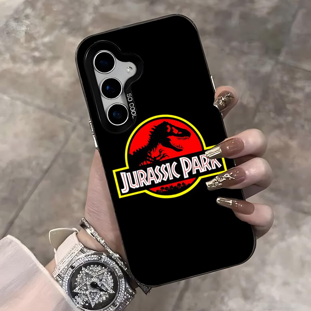 J-Jurassic Park Dinosaur World Phone Case For Samsung S25 Ultra S23 S22 S21 S20 Ultra Plus S24 Fe A54 A55 Color Silver Cover