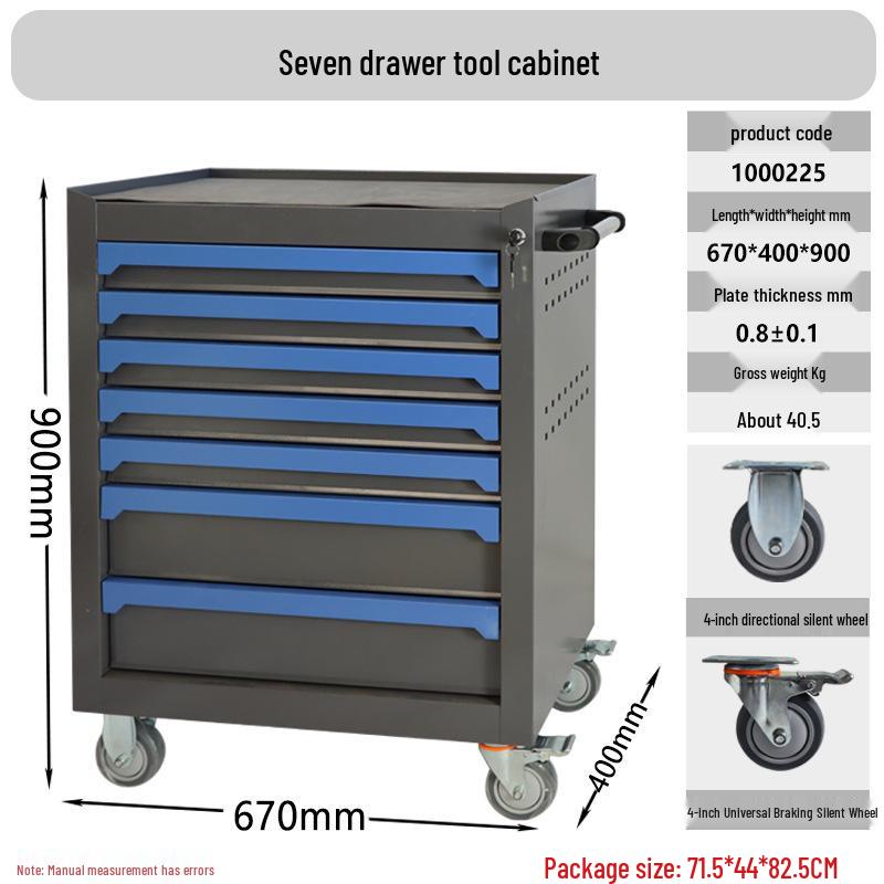Mobile Heavy-Duty Tool Cabinet with Drawers for Auto Repair and Workshop Use