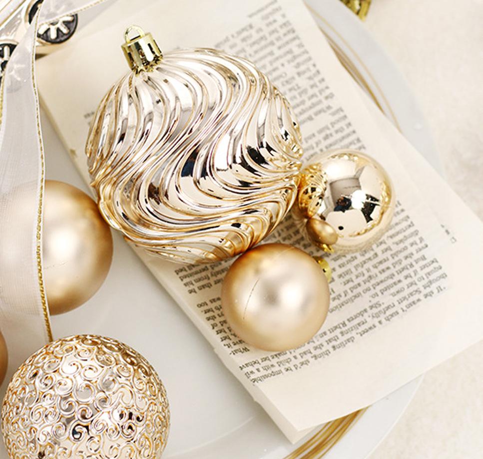 Christmas Tree Ornaments Light Champagne White Painted Christmas Ball Set Christmas Atmosphere Decorations Christmas Props