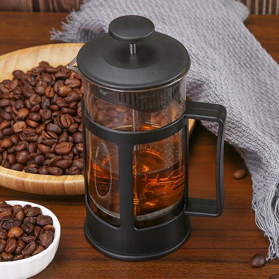 French Press Coffee Maker Heat-Resistant Glass Tea Brewer with 80-Mesh Filter