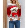 Женские рождественские футболки с забавным рисунком кота, с длинным рукавом, с рождественскими снежинками, 3D-принтом, уличные женские повседневные топы 3XL размера плюс