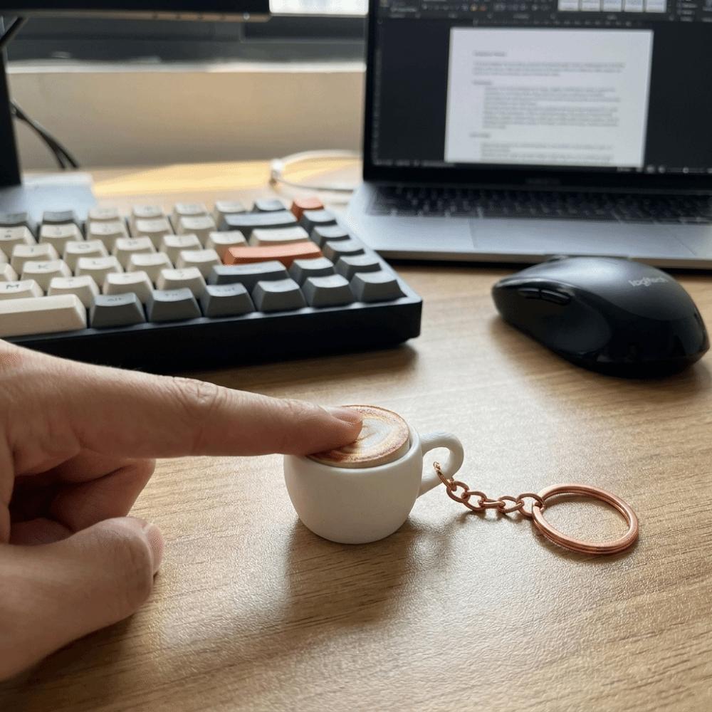 Smooth Solid Plastic Coffee Cup Keychain Portable Design Anti-stress Toy Spare Time Fun