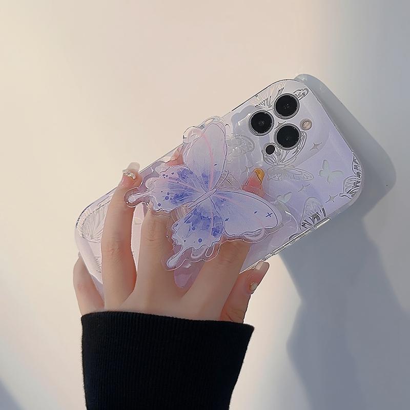 Оригинальный дизайн, складная мягкая подставка для телефона с рисунком, чехол для iPhone 11, 12, 13, 14 Pro Max 14 Plus 14 Pro 13 Pro 12 Pro, прозрачный чехол с защитой от падения