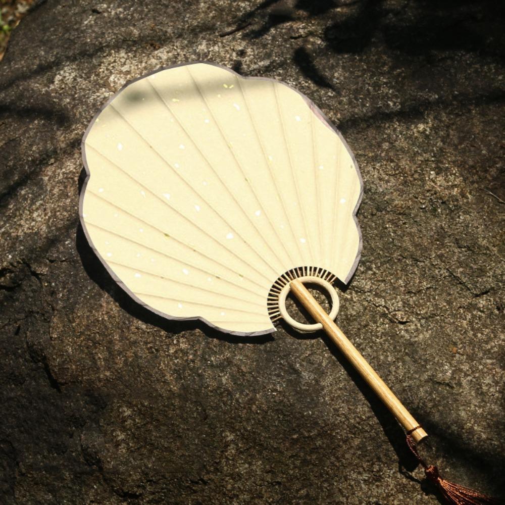 Handmade Japanese Style DIY Fan Bamboo Handle Round Fan Hand Painted Fan  Painting Creation