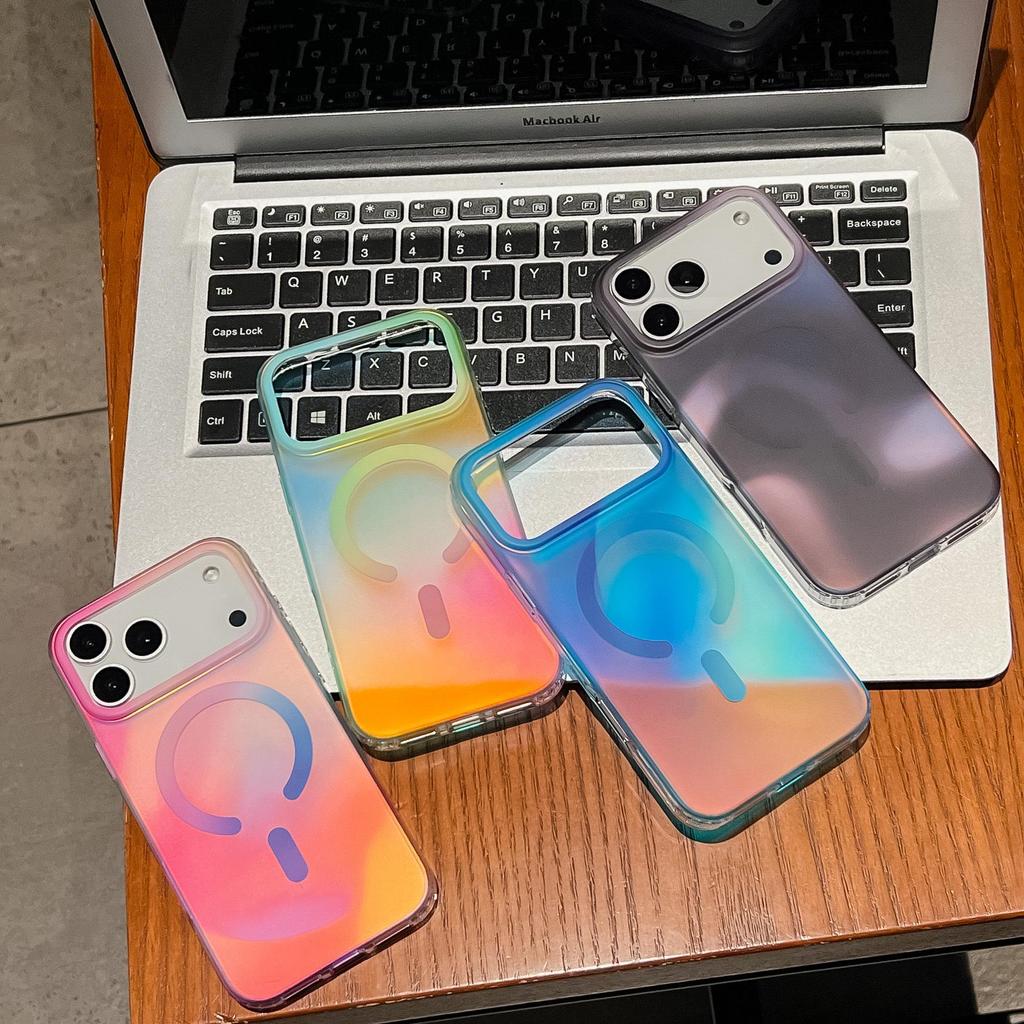 Магнитный двусторонний матовый чехол IMD «Цветной Дракон» для Apple 17 Pro Max