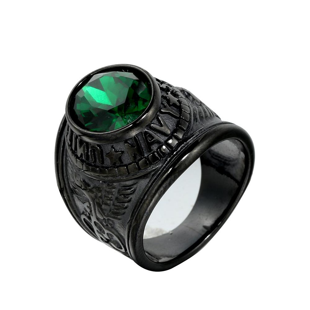 Военное кольцо из титановой стали для мужчин, модная инкрустация драгоценными камнями, стильные унисекс украшения, подарок