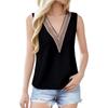 Women's Fashion Casual Sleeveless V-neck Lace Patchwork  Shirt