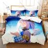 Cool Amane Kanata Blue Hair Wing Angel Anime Print Duvet Cover + 2 Pillowcases Soft Pastel Microfiber Bedroom Decor