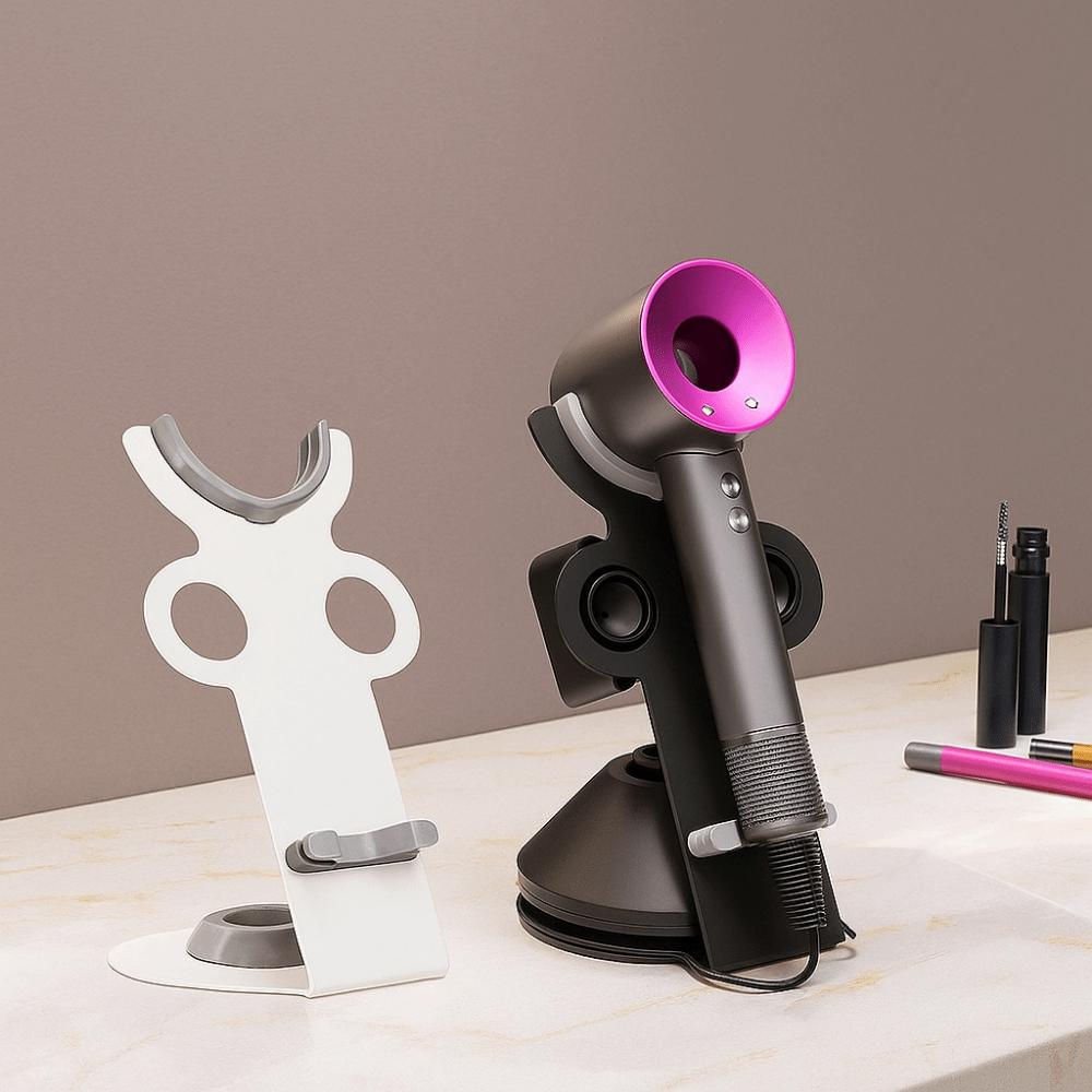 Punch Free Hair Dryer Storage Rack 3-In-1 Desktop Magnetic Holder Hair Dryer Holder for Home