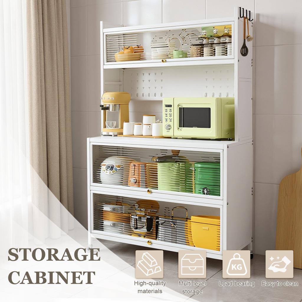 Сервант на колесиках Кухонная стойка Металлический органайзерный шкаф с защитой от ржавчины Многоярусный напольный шкаф для хранения Микроволновая печь Кастрюля Духовка Стойка