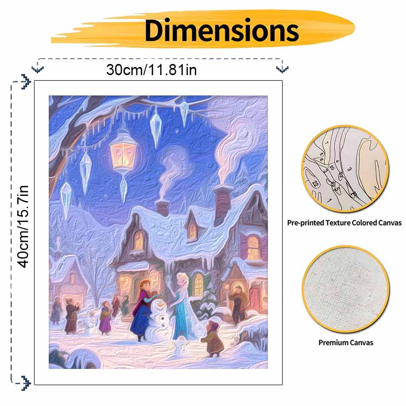 Disney Digital Oil Painting Art Kit Frozen Winter Snow Scene Handmade Coloring Painting Home Decor