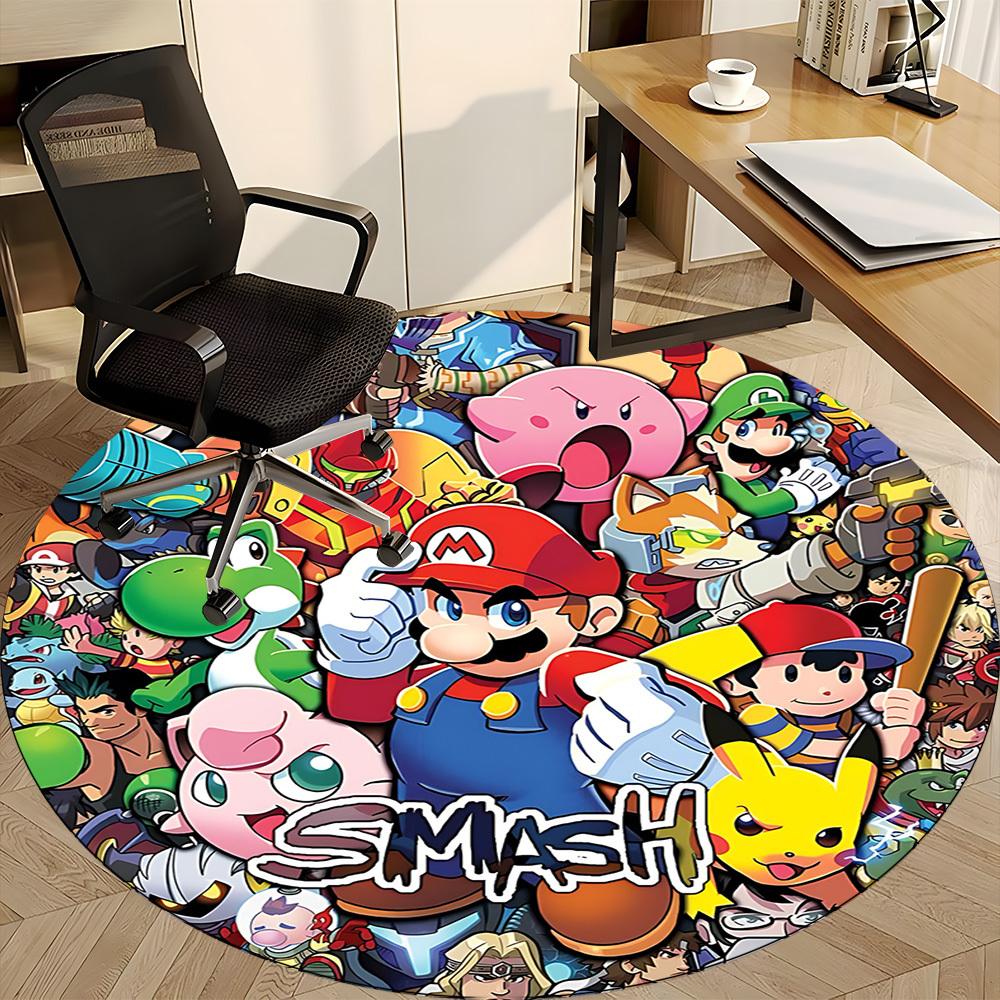 Super Smash Bros. Office Round Area Rug, Indoor Mat Suitable For Office, Under Office Chairs Bedroom Living Room Home Decor, DT1212078
