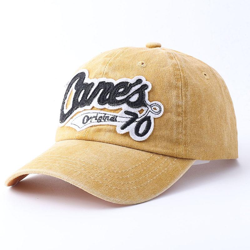 Hats men's and women's spring and summer baseball caps washed old letter embroidery curved edge peaked caps versatile retro couple hats tide