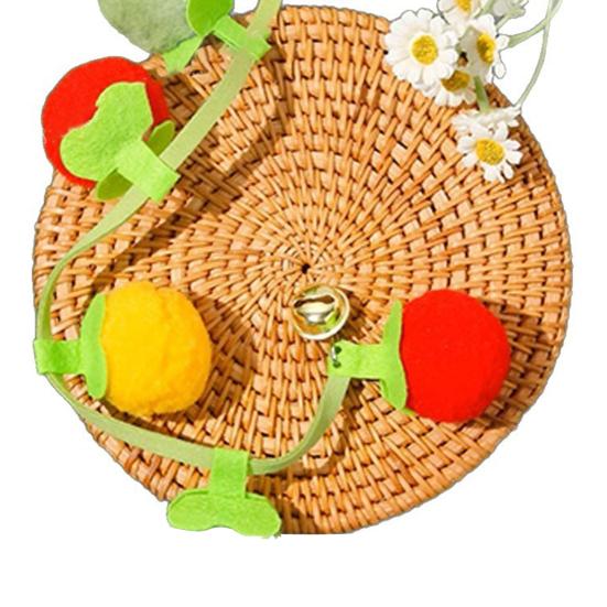 Catnip Toy with Built-in Bell Tail Persimmon And Tomato Shapes Cat Toy for Interactive Play Soft Chew-Resistant Plush Toys for Stress Relief
