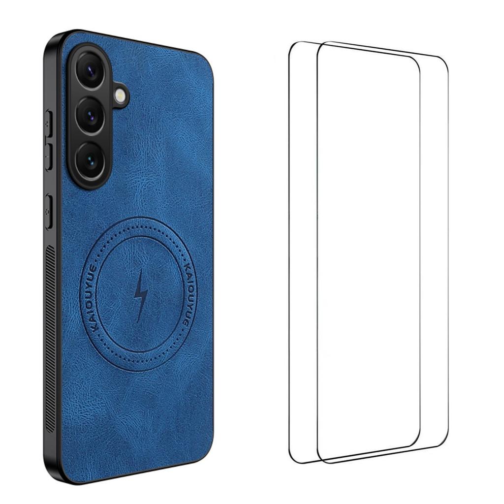 For Samsung Galaxy A54 5G Magnetic Case WANLONFENG SD Series PC TPU Phone Cover with 2Pcs Screen Film