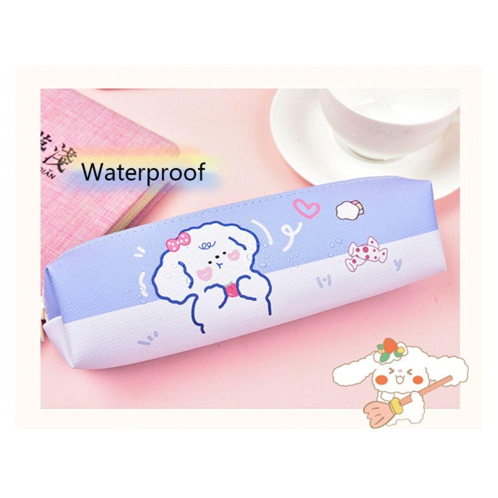 Waterproof Pencil Case PU Leather Stationery Bag Multi Functional Pencil Box  Students