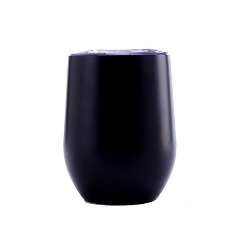 Custom 12oz Stainless Steel Double Layer Eggshell Insulated Vacuum Thermos Coffee Cup Outdoor Mini Egg Shaped Cup Mug with Lid