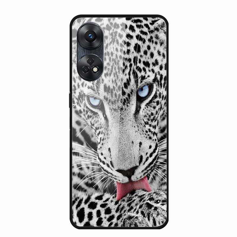 Для Oppo Reno8 T 4G Чехол Роскошная Задняя Крышка из Закаленного Стекла Жесткий Чехол Для Reno8 T 4G 6.43" Capa Funda Животное Яркий Coque Волк