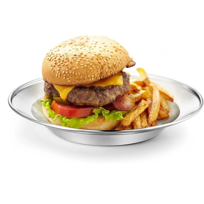 1 шт. Тарелка из нержавеющей стали 8 дюймов Ультрапортативная посуда Металлические обеденные тарелки для детей и малышей Отлично подходит для кемпинга на открытом воздухе, пикника